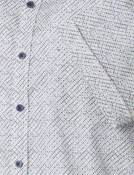 Wit grijs overhemd geprint Casa Moda Casual Fit donkere knoop
