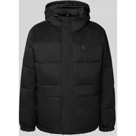 Puffer jacket met verborgen ritssluiting en labelstitching