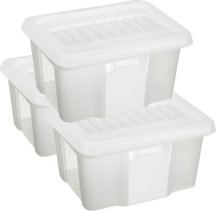 Sunware set van 3x opslagboxen kunststof 24 liter transparant 42 x 33 x 22 cm met afsluitbare deksel