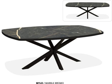 Maxfurn - Deens ovale uitschuiftafel 200/260cm | Zeer krasvast | Kleur: Marble bromo