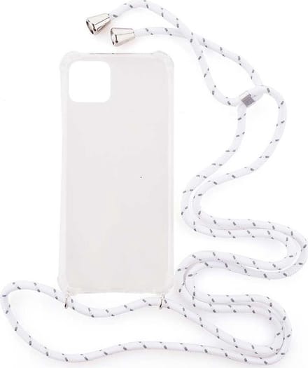 Shop4 - Oppo A73 5G Hoesje - Zachte Back Case met Koord Multi Wit