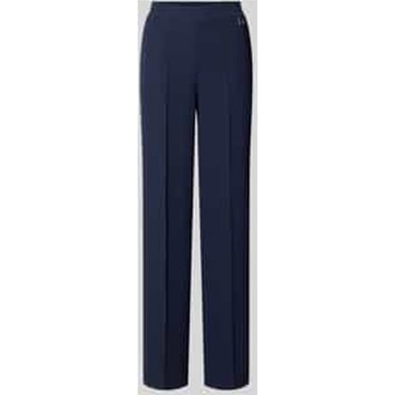 straight fit stoffen broek met logodetail model 'Paulien'