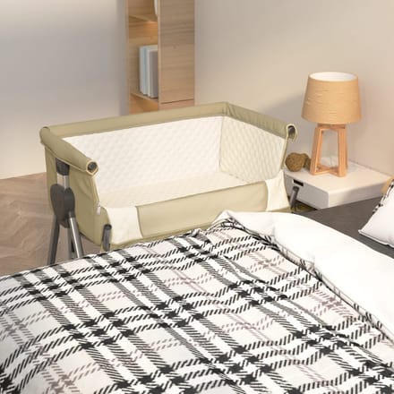 vidaXL - Babybox - met - matras - linnen - taupe