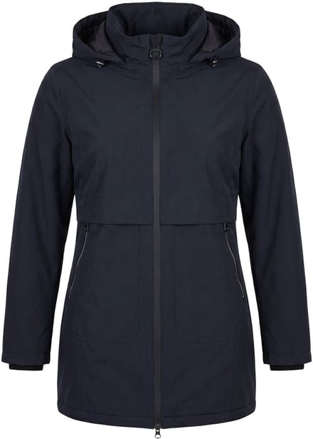 Ulla Popken - Dames - HYPRAR functionele mantel waterdicht capuchon - Zwart - Maat 42+