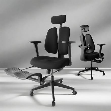 Dailygoods- Bureaustoel Ergonomisch - 8 cm Verdiepte Zitting - 4D Verstelbare Armleuningen - Dynamisch Gedeelde Rugleuning - Voetensteun - Stabiel Frame - Computerstoel