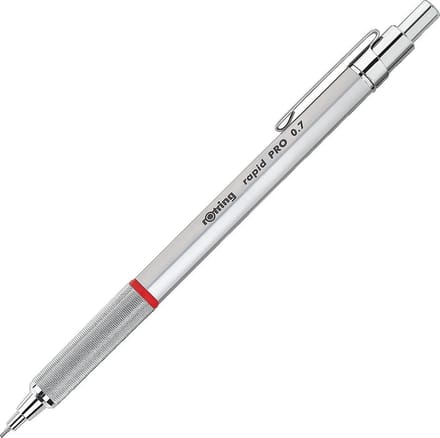 Rotring Rapid Pro Mechanical Pencil | HB 0.7 mm Lead Propelling Pencil | Reduced Lead Breakage | Silver Chrome Full-Metal Barrel