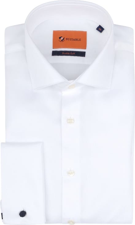 Suitable Overhemd White Twill Dubbelmanchet - Maat 38 - Heren - Overhemden Formeel