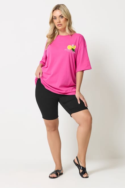 Yours Denimshort Met Stretch En Elastische Tailleband In Zwart Size 48