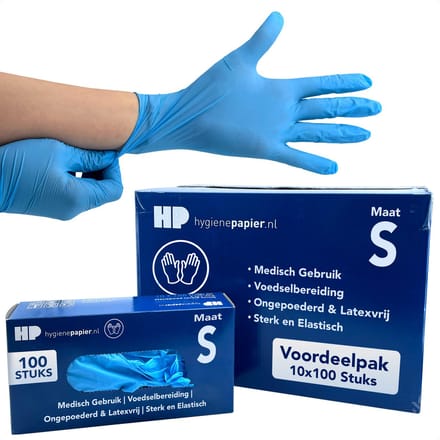 1000st Handschoenen soft nitril Small ongepoederd blauw