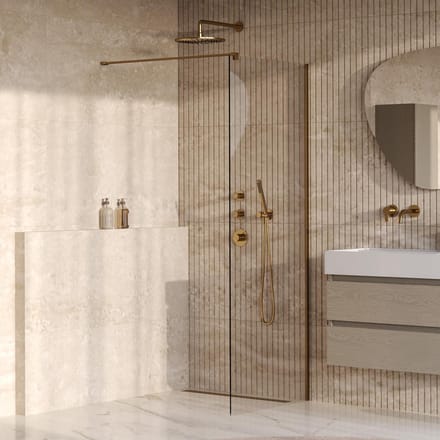 Brauer Oblivion - Inloopdouche - Helder Glas - 80 x 200 cm - incl. Glascoating - PVD Goud Geborsteld