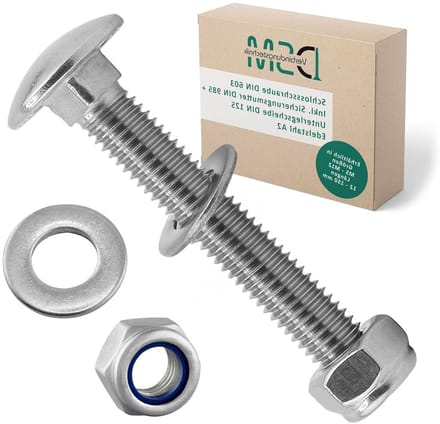 Slotschroeven Set - Borgmoer Schroeven - Hout Metaalbouw - Roestvrij Staal A2 - M12 x 65 mm