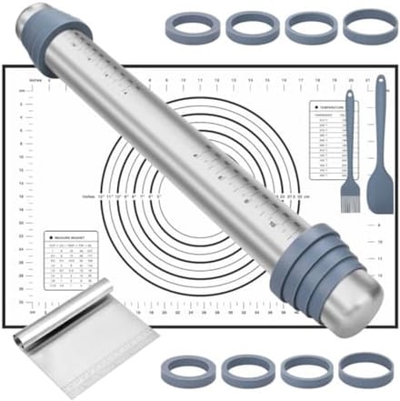 PromoHome Verstelbare Deegroller Set met Meetmat en Accessoires - Professionele Bakgerei