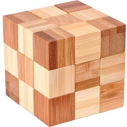 DW4Trading 3D Bamboo Breinpuzzel Kubus 1 - 5x5 cm