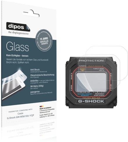 dipos – 2x Matte Pantserfolie geschikt voor Casio G-Shock GW-M5610U-1CJF | 9H Screenprotector