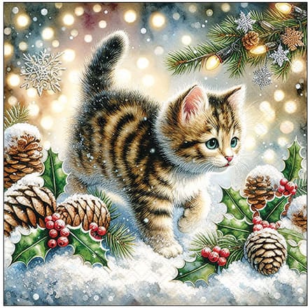 Servet "Cute Cat In The Snow"