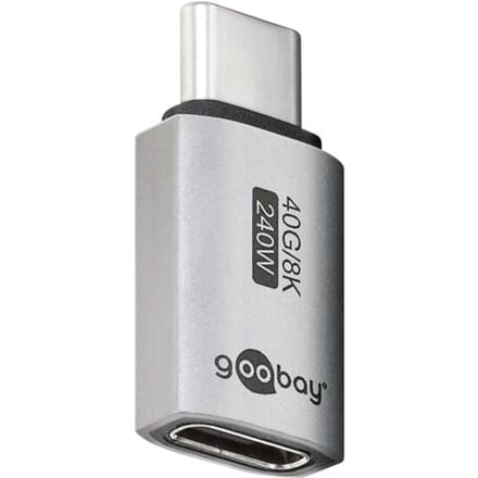 USB-C (v) naar USB-C (m) Adapter - USB4 - Pro - Zilver