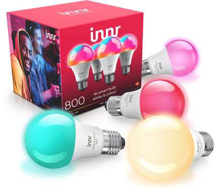 Innr Zigbee E27 LED lamp - geschikt voor Philips Hue - smart bulb - wit en gekleurd licht - slimme lamp - dimbaar - 880 lumen - 4 pack