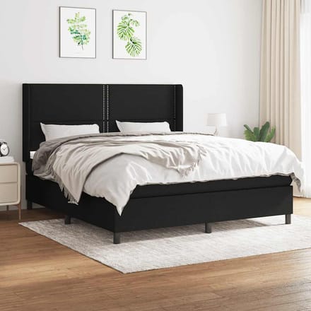 vidaXL - Boxspring - met - matras - stof - zwart - 160x200 - cm