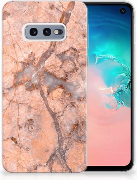 Samsung Galaxy S10e TPU Siliconen Hoesje Marmer Oranje