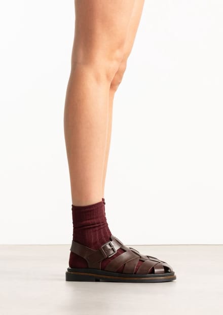Sacha - Dames - Donkerbruine leren sandalen - Maat 42