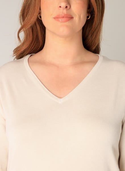 BASE LEVEL CURVY Anine Trui - Light Beige - maat X-0(44)
