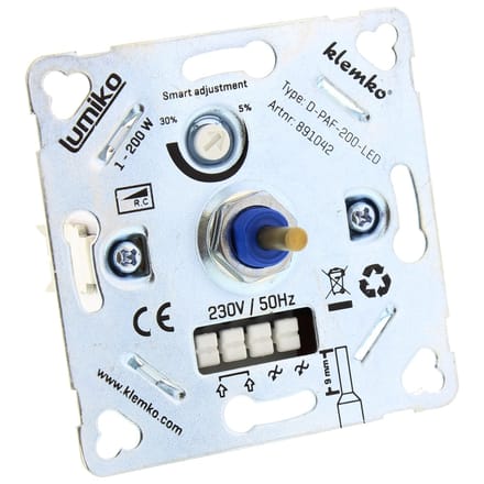 Klemko Inbouw LED dimmer - inbouw - 1-200W - IP20