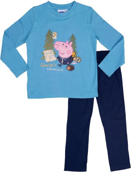 Peppa Pig Pyjama - George's Adventure - Blauw/Navy - Katoen - Maat 110/116