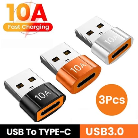 SecuFirst USB-A naar USB-C Adapter (set van 3-stuks)