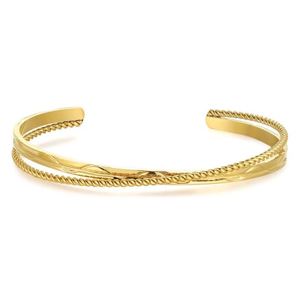 Twice As Nice Armband in goudkleurig edelstaal, open bangle 6cm