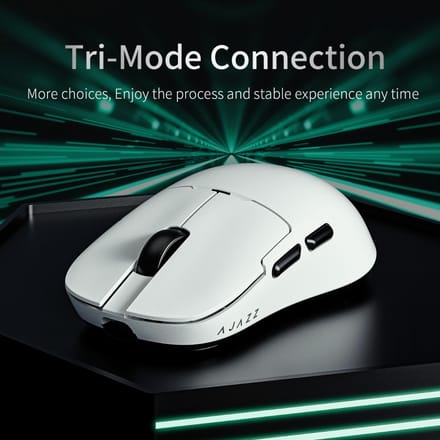 AJAZZ Tri-Mode Muis, 800mAh Lange Batterijduur, Ongeveer 61g Lichtgewicht Gaming Muis, Wit wit