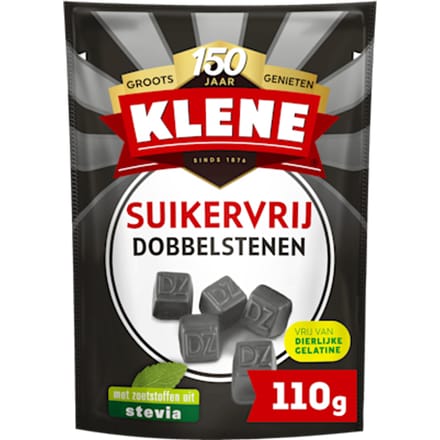 Klene Dubbelzoute Dobbelstenen - suikervrij - 110g