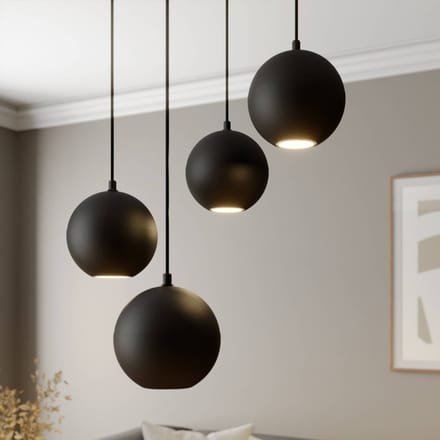 HELAM Hanglamp Midway, zwart, 4-lamps, Ø 35 cm, GU10