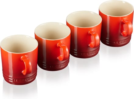 Le Creuset - 4 mokken in cadeauverpakking - kersenrood