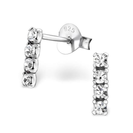 Oorbellen dames- Zilveren geoxideerde bar oorstekers 8x2mm-transparant