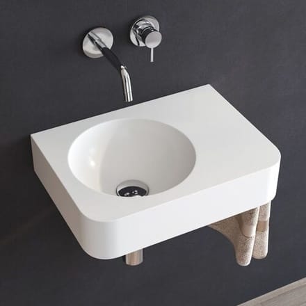 Kronenbach Stone hand wash basin 45 x 33 cm with towel rail, basin left without tap hole KB137519BK