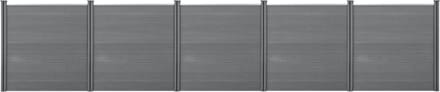 HKC Schuttingpaneel met 6 palen 183x879 cm grijs