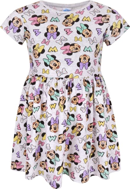 Grijze, gemêleerde jurk met korte mouwen - Minnie Mouse DISNEY / 134