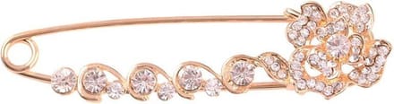 Fako Bijoux® - Sierspeld / Sjaalspeld - Bloem - Kristal - 77mm - Goudkleurig