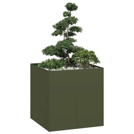 vidaXL - Plantenbak - 80x80x80 - cm - staal - olijfgroen