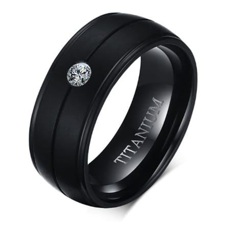 Mendes herenring Titanium Black Zircon-21mm