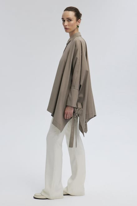 Touché Privé - Oversized blouse met strikdetail - Taupe - Dames