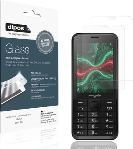 dipos – 2x Matte Pantserfolie geschikt voor Myria Sun 3G | 9H Screenprotector