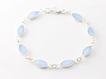 Hoogglans zilveren armband met blauwe schelp
