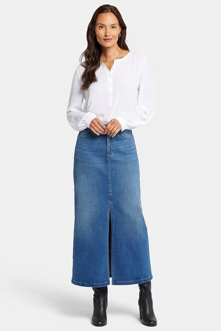 Hoge Taille Lange Rok Met Midden Voor Splitsing