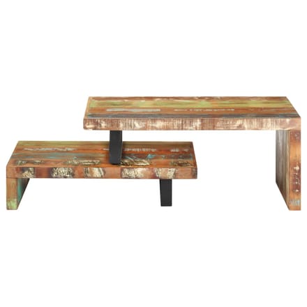 vidaXL - 2-delige - Salontafelset - massief - gerecycled - hout