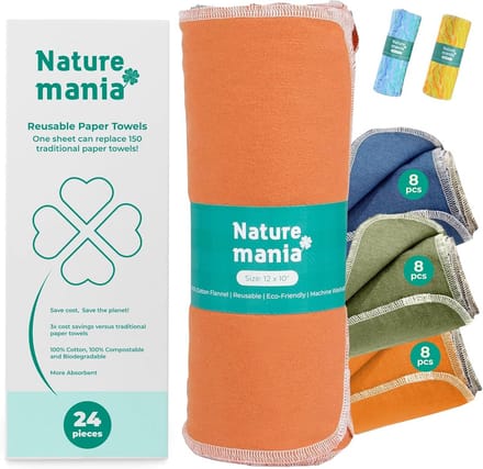 24 Herbruikbare Keukendoeken - 100% Katoen - Wasbare en Super Absorberende Tissues