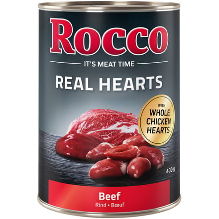 6x400g Rund met hele Kippenharten Rocco Real Hearts Hondenvoer