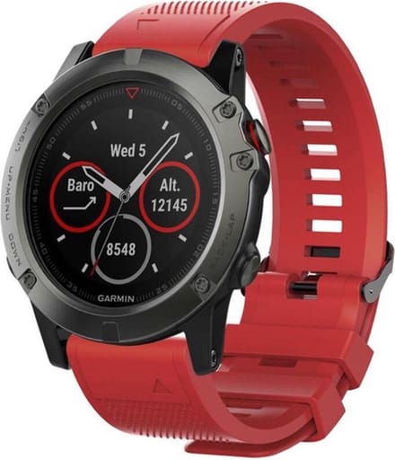Shop4 - Garmin Fenix 5 Bandje (ook Plus) - Siliconen Rood