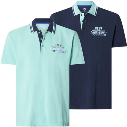 Poloshirts, set van 2 TEOFIL donkerblauw turquoise