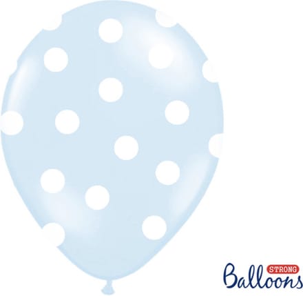 Partydeco - Ballonnen Baby blauw dots wit 50 stuks